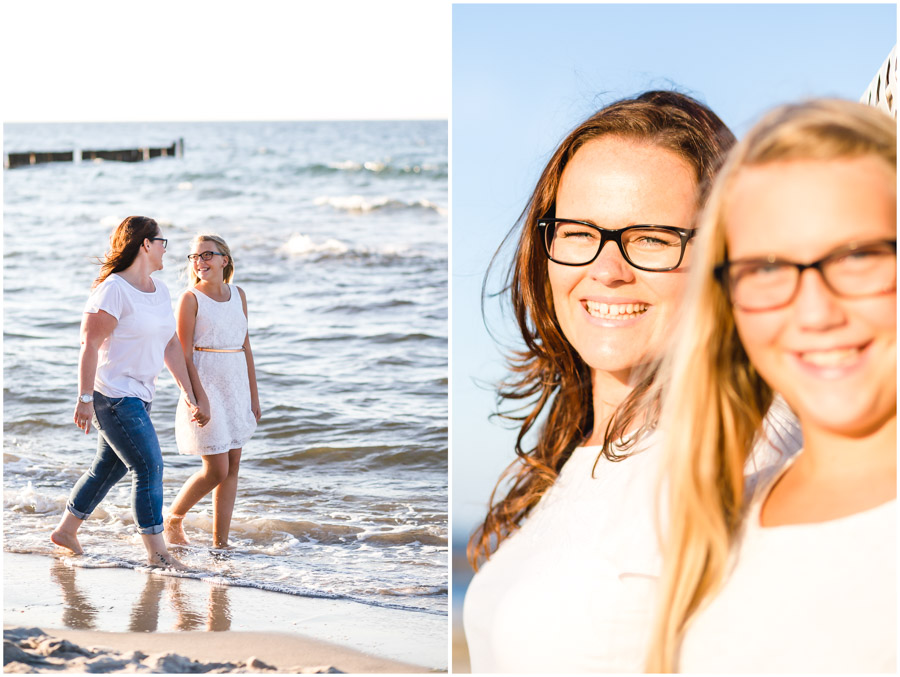 2 Frauen, Tante und Nichte stehen am Strand von Nienhagen, Portraitfotografie, Fotograf Rostock, Mecklenburg Vorpommern
