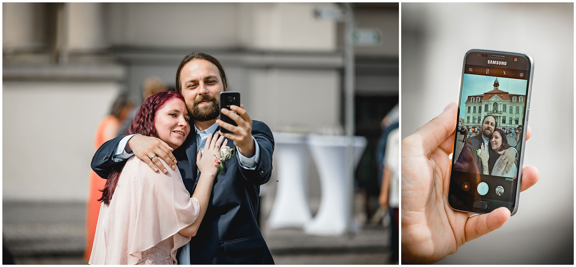 Brautpaar macht ein Selfie - Hochzeitsfotograf in Teterow